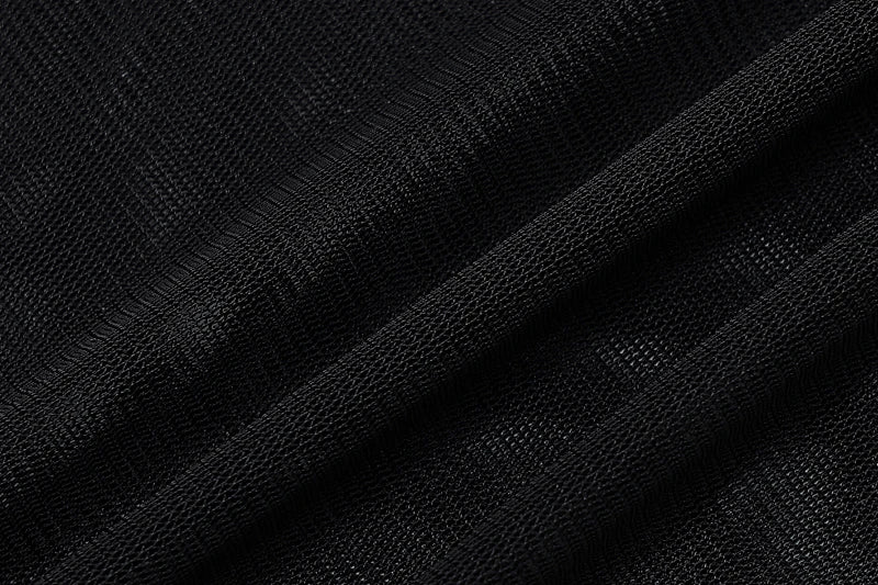 Hugcitar Summer Fashion Mesh Black Slips Sexy Backless Shirring Slit Maxi Dress See Through Women Clothes Beach Vacation Club